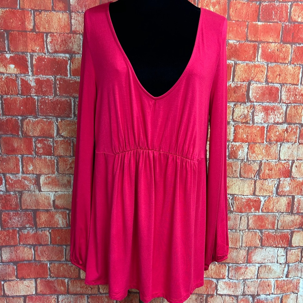Boston Proper V-Neck Lantern Sleeve Top